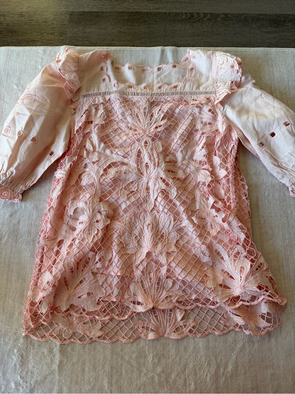 Sundance Lace Eyelet Blush Pink Blouse
